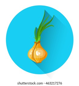 Onion Colorful Vegetable Icon Flat Vector Illustration