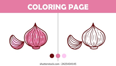 Onion coloring page for kids vector illustration