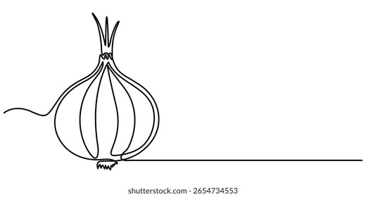 cebola contínua um desenho de linha, desenho de linha contínua de alho em um fundo transparente, um desenho de linha ilustração de verdura de cebola vermelha.