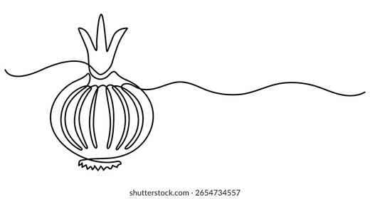 cebola contínua um desenho de linha, desenho de linha contínua de alho em um fundo transparente, um desenho de linha ilustração de verdura de cebola vermelha.