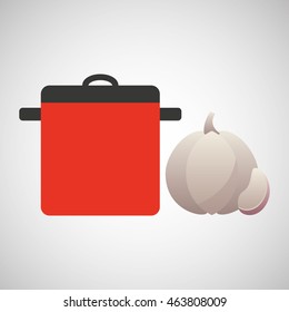 onion with cooking pot icon, vector illustration