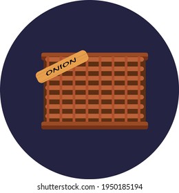 Onion crate, illustration, vector on white background.