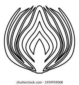 Onion cut in half part Bulbs chopped sliced vegetable contour outline black color vector illustration flat style image