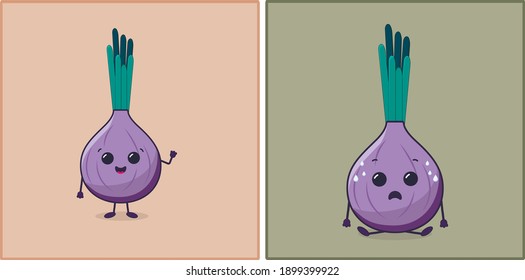 onion cute cartoon illustration vector
