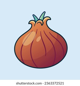 Onion. Cute vegetable vector isolated object. Garlic cartoon style. Vegetables from the garden. Organic food. Vector illustration.