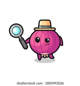 onion detective personaje está analizando un caso, diseño de estilo lindo para camiseta, pegatina, elemento logo