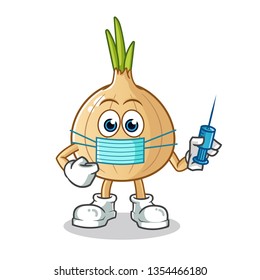 onion doctor mascot vector cartoon illustration