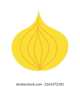 Onion doodle flat illustration isolated on white background. Vector graphics design