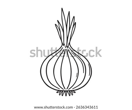 onion doodle hand drawn icon. Outline drawing onion line clipart symbol. Vector illustration
