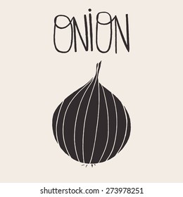 Onion doodle vector illustration with hand lettering