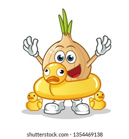 onion with duck buoy mascot vector cartoon illustration