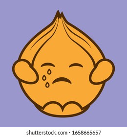 onion emotion. cartoon character. vector illustration. vegetable