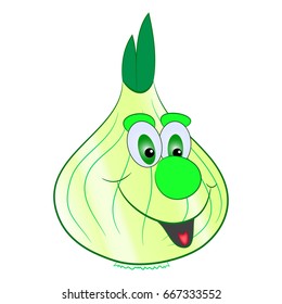 onion with face cartoon vector illustration