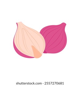 Onion, Farming Flat Vector Illustration