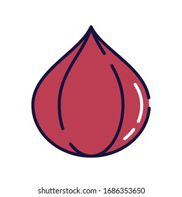 Onion filled-outline simple icon in white isolated background. Vegetable and seasoning clip art.