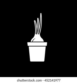 Onion Flat Icon On Black Background