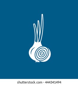 Onion Flat Icon On Blue Background