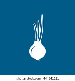 Onion Flat Icon On Blue Background