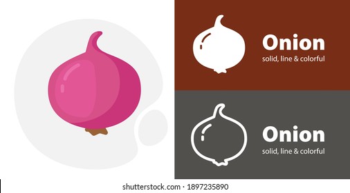 Onion flat icon, with Onion simple, line icon