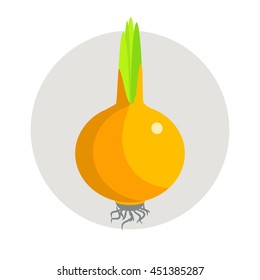 Onion flat icon, vegetable harvest vector illustration