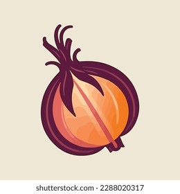 Onion Flat simple design. Vector illustration of organic farm fresh vegetables