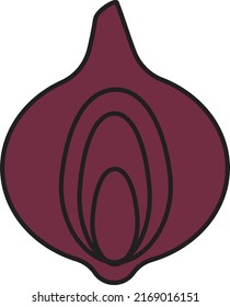 Zwiebelflache Vektorgrafik. Zeilenumbruch-Farbsymbol für Web-App. Minimalistische Stilgabe.