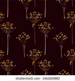 Onion fruits seamless pattern orange violet on dark stock vector illustration for web, for print, for fabric print, for wallpaper