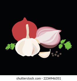 Onion And Garlic Avatar Vector Art