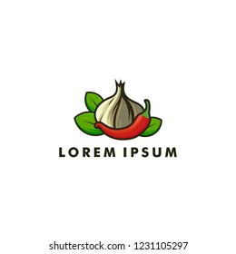 onion garlic and chili logo icon symbol design vector illustration