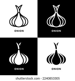 Onion and Garlic plant Icon Logo. Organic Spice Symbol Illustration Vector