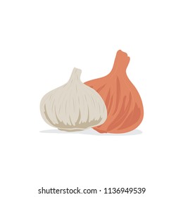 onion and garlic, vector