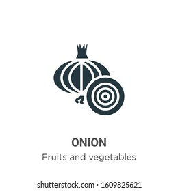 Onion glyph icon vector on white background. Flat vector onion icon symbol sign from modern fruits collection for mobile concept and web apps design.