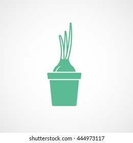 Onion Green Flat Icon On White Background