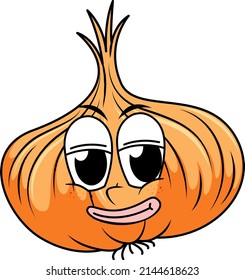 Onion with happy face illustration