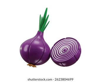 Ícone de cebola Conceito de renderização 3d de ícone de vegetais frescos ilustração vetorial