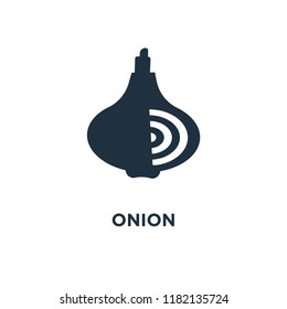 Onion icon. Black filled vector illustration. Onion symbol on white background. Can be used in web and mobile.