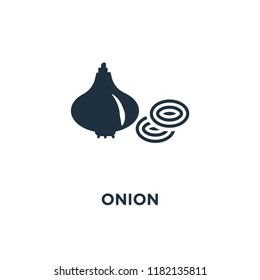 Onion icon. Black filled vector illustration. Onion symbol on white background. Can be used in web and mobile.