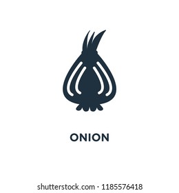 Onion icon. Black filled vector illustration. Onion symbol on white background. Can be used in web and mobile.
