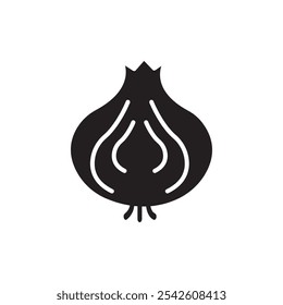 Onion icon black and white vector sign