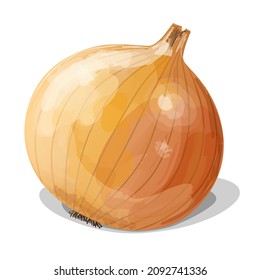 Onion icon in cartoon style. Vegetarian, organic food. Vector Illustration.