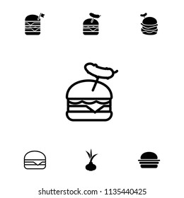 Onion icon. collection of 7 onion filled and outline icons such as double burger with flag, burger with sausage, cheeseburger. editable onion icons for web and mobile.