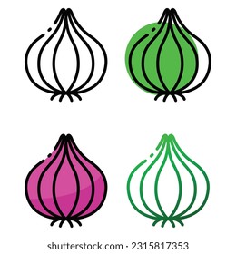 Onion icon design in four variation color