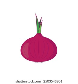 Onion icon in flat style. Isolated object. Onion logo. Vegetable from the garden. Organic food. Vector illustration.