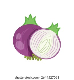 Onion icon in flat style. Organic vegetable vector illustration on isolated background. Healthy food sign business concept.