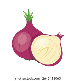 Onion icon in flat style. Organic vegetable vector illustration on isolated background. Healthy food sign business concept.