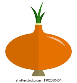 Onion icon, flat vector illustration isolated on white background. Farm fresh vegetable. Healthy food.