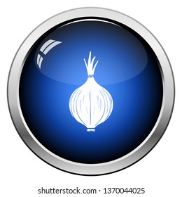 Onion icon. Glossy Button Design. Vector Illustration.