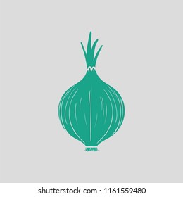 Onion icon. Gray background with green. Vector illustration.