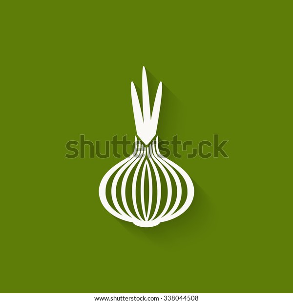 Onion Icon Green Background Vector Illustration Stock Vector (Royalty
