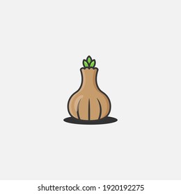 Onion icon illustration, vector flat design, isolated white background.